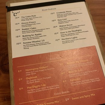 The Cabin - Menu - Cocktail Bars Near Me - Sacramento, California The Cabin - Menu - Cocktail Bars Near Me - Sacramento, California