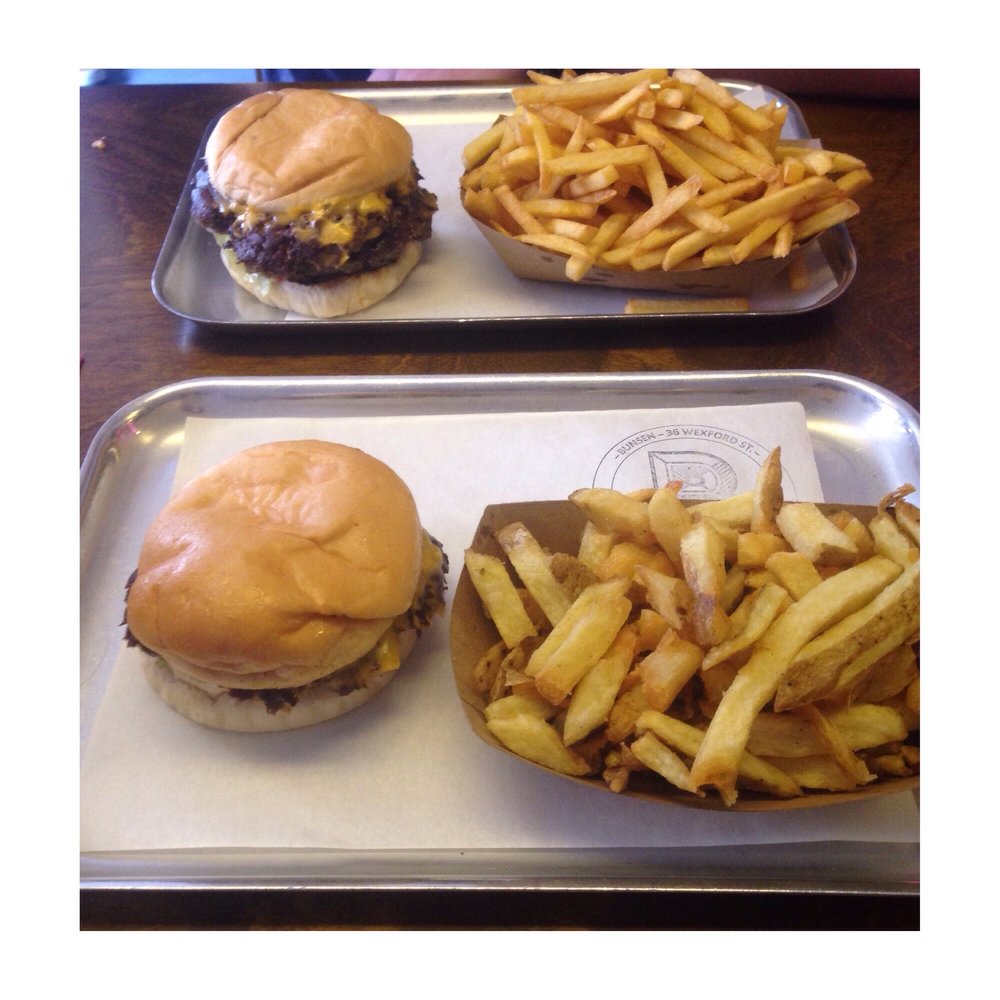 Bunsen - One single cheeseburger and hand cut fries, and a double cheese burger with shoe string fries :) - Burgers Near Me - Dublin, D