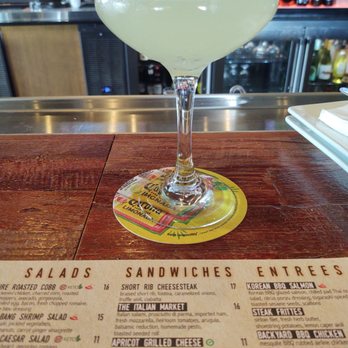 Cinder Bar - Limoncello Martini and description of my sandwich on menu. - New American Near Me - Williamstown, New Jersey