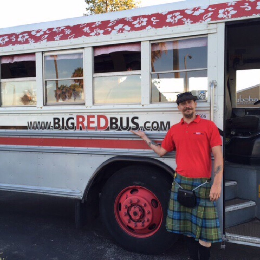 Big Red Bus - Thanks Burger for a being a good sport! - Tours Near Me