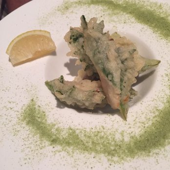 Sake 107 - Hamachi ume shiso in crispy tempura with matcha salt - Izakaya Near Me - Petaluma, California