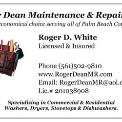 Roger Dean Appliance Repair Appliances Repair 1013 Sw 25th Pl Boynton Beach Fl Phone Number Yelp