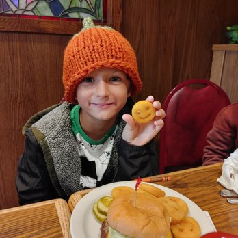 Heidi's Of Gresham - Kids meal burger with smiley fries. - American Near Me - Gresham, Oregon Heidi's Of Gresham - Kids meal burger with smiley fries. - American Near Me - Gresham, Oregon