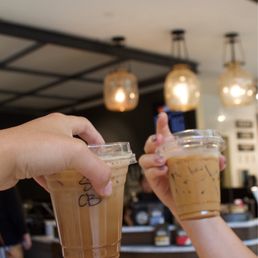 Strawberry creme cold brew and a double shot espresso on ice! Strawberry creme cold brew and a double shot espresso on ice!
