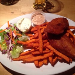 Working Dog Saloon - Fish and chips with sweet potato fries