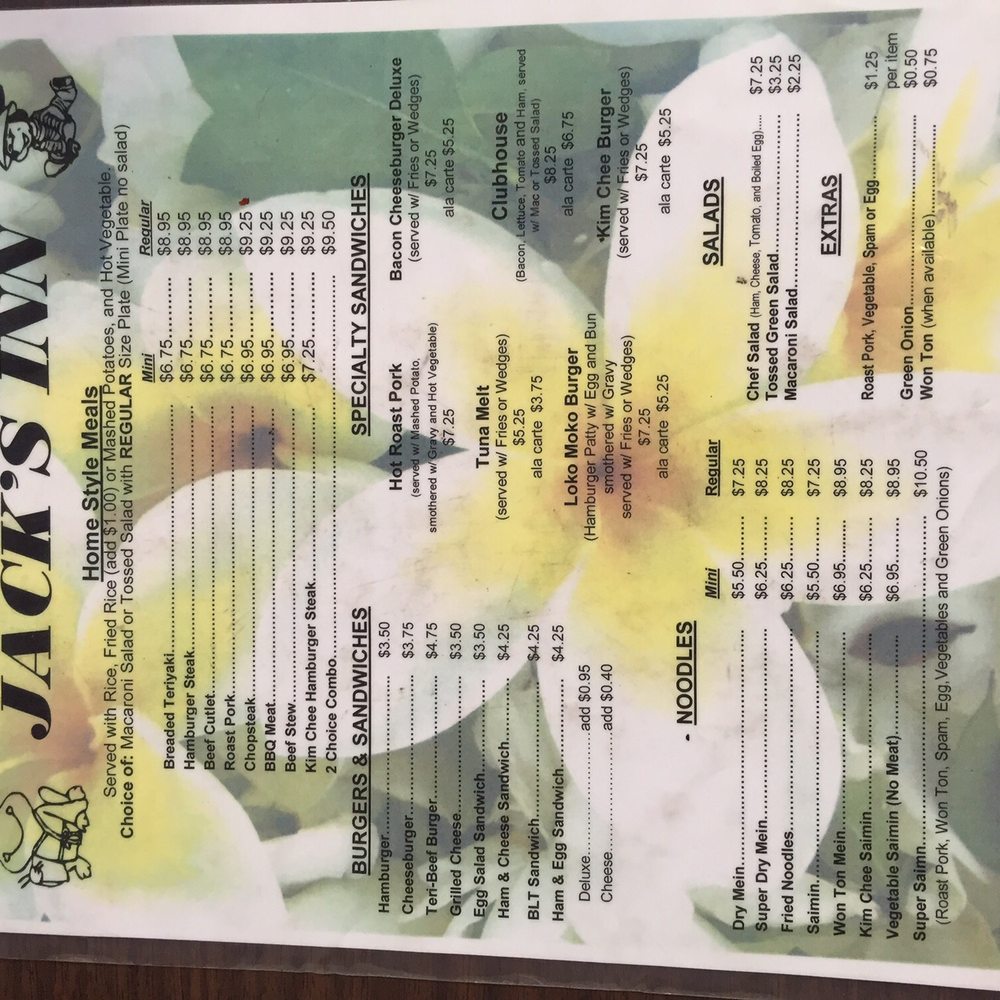 Jack's Inn - Lunch menu - Breakfast & Brunch Near Me - Kahului, Hawaii