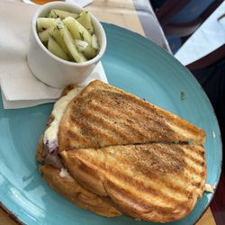 A Moveable Feast - Roast Beef & Yellow Cheddar Panini with cucumber salad.
