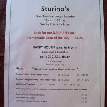 Sturino’s - Our new menu, page 1. - Italian Near Me - Kenosha, Wisconsin Sturino’s - Our new menu, page 1. - Italian Near Me - Kenosha, Wisconsin