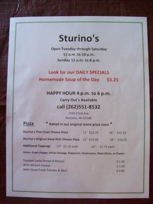 Menu photo 2 Sturino’s Kenosha, WI Menu photo 2 Sturino’s Kenosha, WI