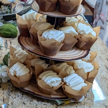 Estelle Bakery - I bought this little tiered stand for the cupcakes, (lemon bars and vegan chocolate cakes in back left) - Gluten-Free Near Me - Springfield, Oregon Estelle Bakery - I bought this little tiered stand for the cupcakes, (lemon bars and vegan chocolate cakes in back left) - Gluten-Free Near Me - Springfield, Oregon