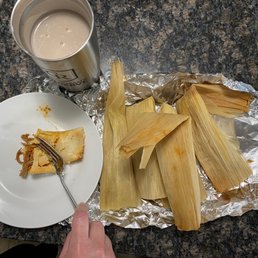 Champurrado, pork and chicken tamales Champurrado, pork and chicken tamales