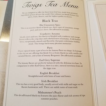 Twigs & Tea - Black tea menu - Gift Shops Near Me - Fishers, Indiana Twigs & Tea - Black tea menu - Gift Shops Near Me - Fishers, Indiana