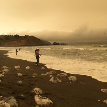 Rockaway Beach - Weird lighting from the fog and marine layer and the sun trying to break thru at 11 am, no filters, iPhone 6 plus - Beaches Near Me - Pacifica, California