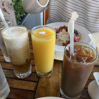 Tarallucci e Vino - (From left to right) iced cappuccino, orange juice, iced coffee - Italian Near Me - New York, New York Tarallucci e Vino - (From left to right) iced cappuccino, orange juice, iced coffee - Italian Near Me - New York, New York