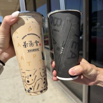 TP Tea - Taiwan Class Milk Tea & Black Sesame Iron Goddess Cube Pearl Milk Tea - Bubble Tea Near Me - Irvine, California