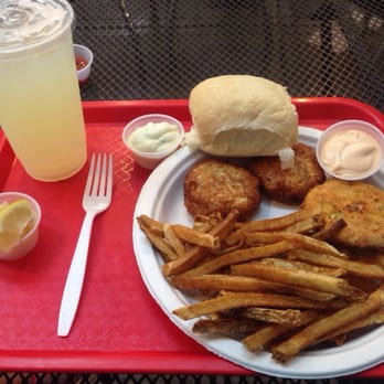 Market Lunch - Crab cakes, fries and fried green tomatoes... - New American Near Me - Washington, DC, District of Columbia Market Lunch - Crab cakes, fries and fried green tomatoes... - New American Near Me - Washington, DC, District of Columbia