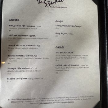 The Studio - Regular Menu (starters) - August 2026 - Japanese Near Me - Hilton Head Island, South Carolina The Studio - Regular Menu (starters) - August 2026 - Japanese Near Me - Hilton Head Island, South Carolina