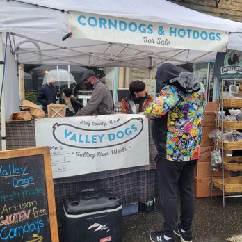 Ballard Farmers Market - Valley Dogs stand at Ballard Farmers Market. Great corn dogs and breakfast corn dog - Farmers Market Near Me - Seattle, Washington Ballard Farmers Market - Valley Dogs stand at Ballard Farmers Market. Great corn dogs and breakfast corn dog - Farmers Market Near Me - Seattle, Washington