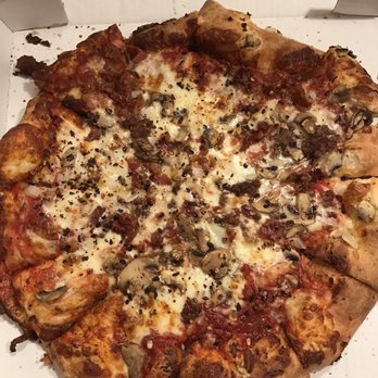 Alibi - Bacon, ground beef, fresh mushrooms and onion. With extra cheese and extra cuts. - Pizza Near Me - Troy, Michigan Alibi - Bacon, ground beef, fresh mushrooms and onion. With extra cheese and extra cuts. - Pizza Near Me - Troy, Michigan