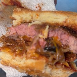 Axe and Fiddle - Cowboy burger, extremely undercooked
