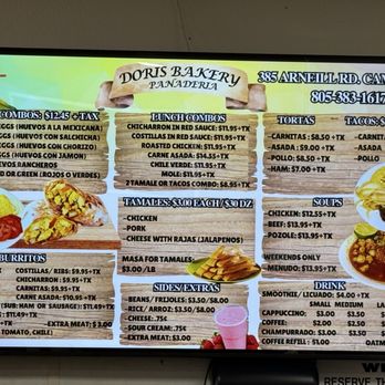 Doris Bakery Panaderia - Menu - Mexican Near Me - Camarillo, California