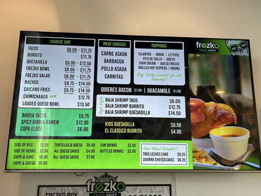 Menu photo 2 Frezko Taco Spot  Fort Worth, TX