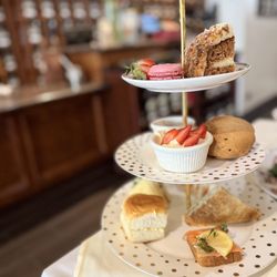 Chado Tea Room - Spring Afternoon Tea - Sweet Treats, Warm Scone, Savory Selection.