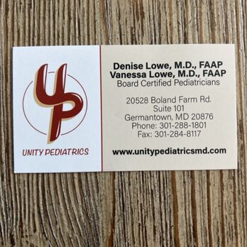 Unity Pediatrics - Business card - Pediatricians Near Me - Germantown, Maryland Unity Pediatrics - Business card - Pediatricians Near Me - Germantown, Maryland
