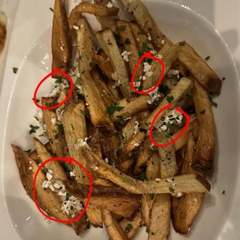 Petros Manhattan Beach - Feta Feta and Garlic Fries with Garlic Aioli that came with almost no feta as you can see on the photo - Greek Near Me - Manhattan Beach, California