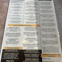Front side of menu