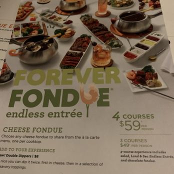 The Melting Pot - Forever Fondue $49 3 courses (salad,main, chocolate fondue) $59 4 courses (above with cheese fondue) Available M - Th until Aug 1, 2024 - Fondue Near Me - Pensacola, Florida