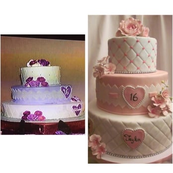 Reyna's Bakery - Left is that he cake I ordered and right side is the sample of the cake I wanted. - Bakeries Near Me - Bell, California