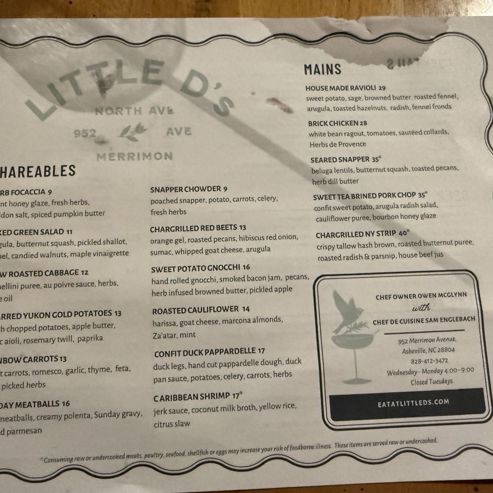 Little D’s - Menu - New American Near Me - Asheville, North Carolina Little D’s - Menu - New American Near Me - Asheville, North Carolina
