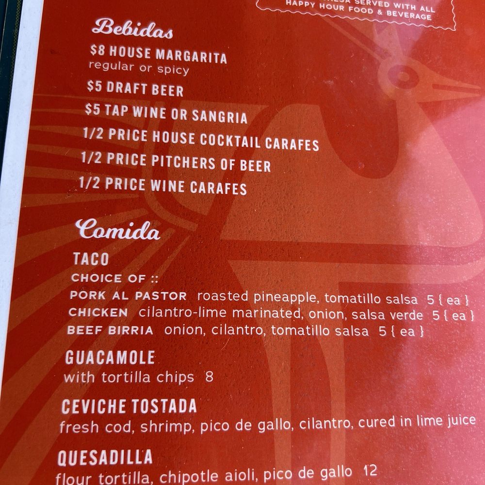 Happy hour menu Happy hour menu