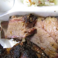 Bubba's Smokehouse - 2 Meat Plate - showing the sliced Brisket -