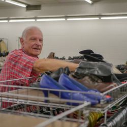 Living Free Ministries Thrift Store - One of our volunteers hard at work!