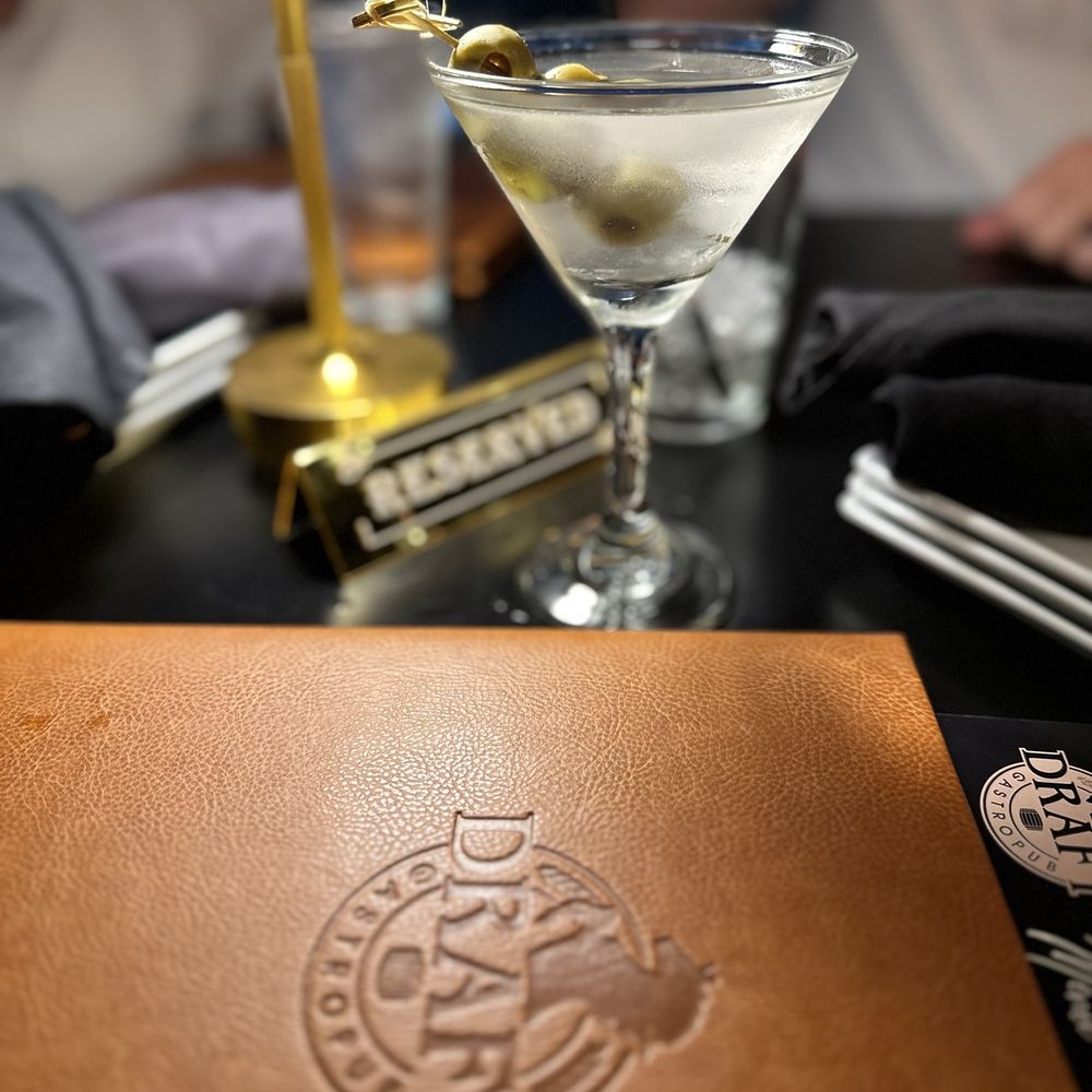 Draft Gastropub - Dirty martini- 3 olives - Gastropubs Near Me - Appleton, Wisconsin Draft Gastropub - Dirty martini- 3 olives - Gastropubs Near Me - Appleton, Wisconsin