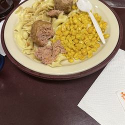 Staten Island Care Center - Raw meatballs. After seeing other clients' meatballs were brown to the center, I asked for a new hot meal. They brought a cheese sandwich.