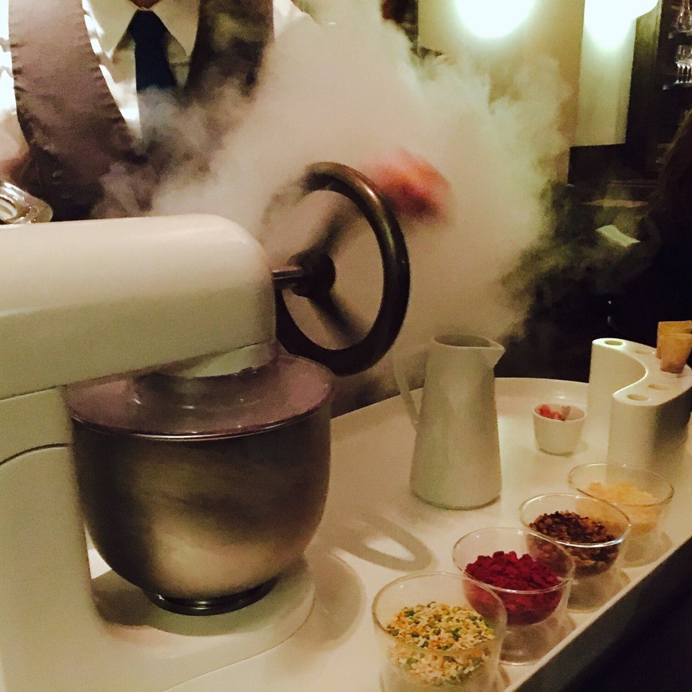Dinner by Heston Blumenthal - Liquid nitrogen ice cream station - British Near Me - London, XGL Dinner by Heston Blumenthal - Liquid nitrogen ice cream station - British Near Me - London, XGL