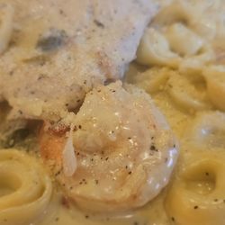 Frankie’s Italian Bistro - Chef's Favorite. Jumbo shrimp and chicken breast served on top of a heap of cheese tortellini, drenched in a creamy Alfredo sauce