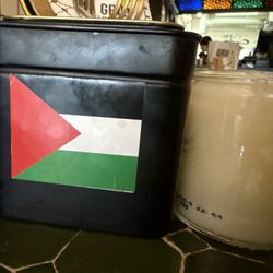 Gaza Grill - Palestine flag on table