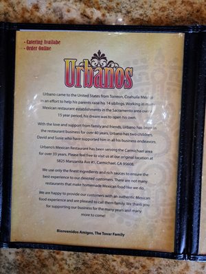 Menu photo 5 Urbano's Mexican Restaurant Lincoln, CA Menu photo 5 Urbano's Mexican Restaurant Lincoln, CA