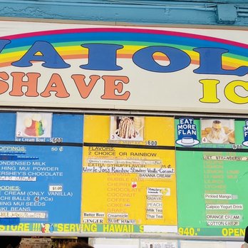 Waiola Shave Ice - Menu as of July 2021 - Ice Cream & Frozen Yogurt Near Me - Honolulu, Hawaii