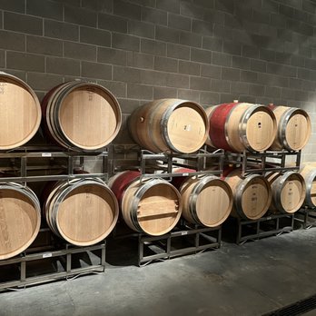 Elusa Winery - Touring the barrel room - Wine Tasting Room Near Me - Calistoga, California Elusa Winery - Touring the barrel room - Wine Tasting Room Near Me - Calistoga, California