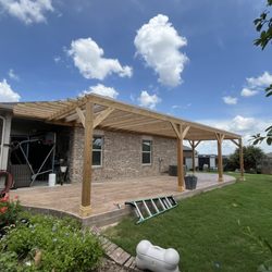 JP General contractor - Pergola patio cover complete in Georgetown Texas
