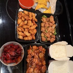 $53 total worth of food: crab Rangoons, boneless bbq spareribs, sesame chicken, black pepper chicken, sweet & sour chicken(not good), rice