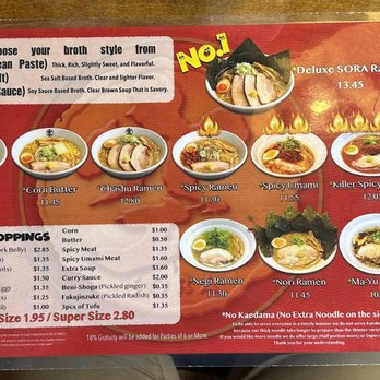 Ramen Sora - Menu - Ramen Near Me - Las Vegas, Nevada