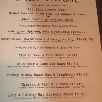 The Pie Maker - Menu as of 12/16 - Irish Near Me - Galway, G