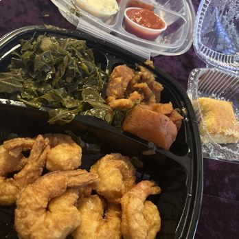 Mr B's - Lunch, shrimp, college greens and yams with a side of cornbread delicious! - Seafood Near Me - Chester, Virginia Mr B's - Lunch, shrimp, college greens and yams with a side of cornbread delicious! - Seafood Near Me - Chester, Virginia