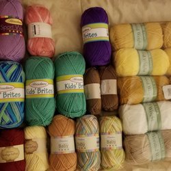 Herrschners Inc - Yarn variety from a recent sale promotion. My favorite might be the worsted set in gold (ten prechosen skeins for ten dollars).